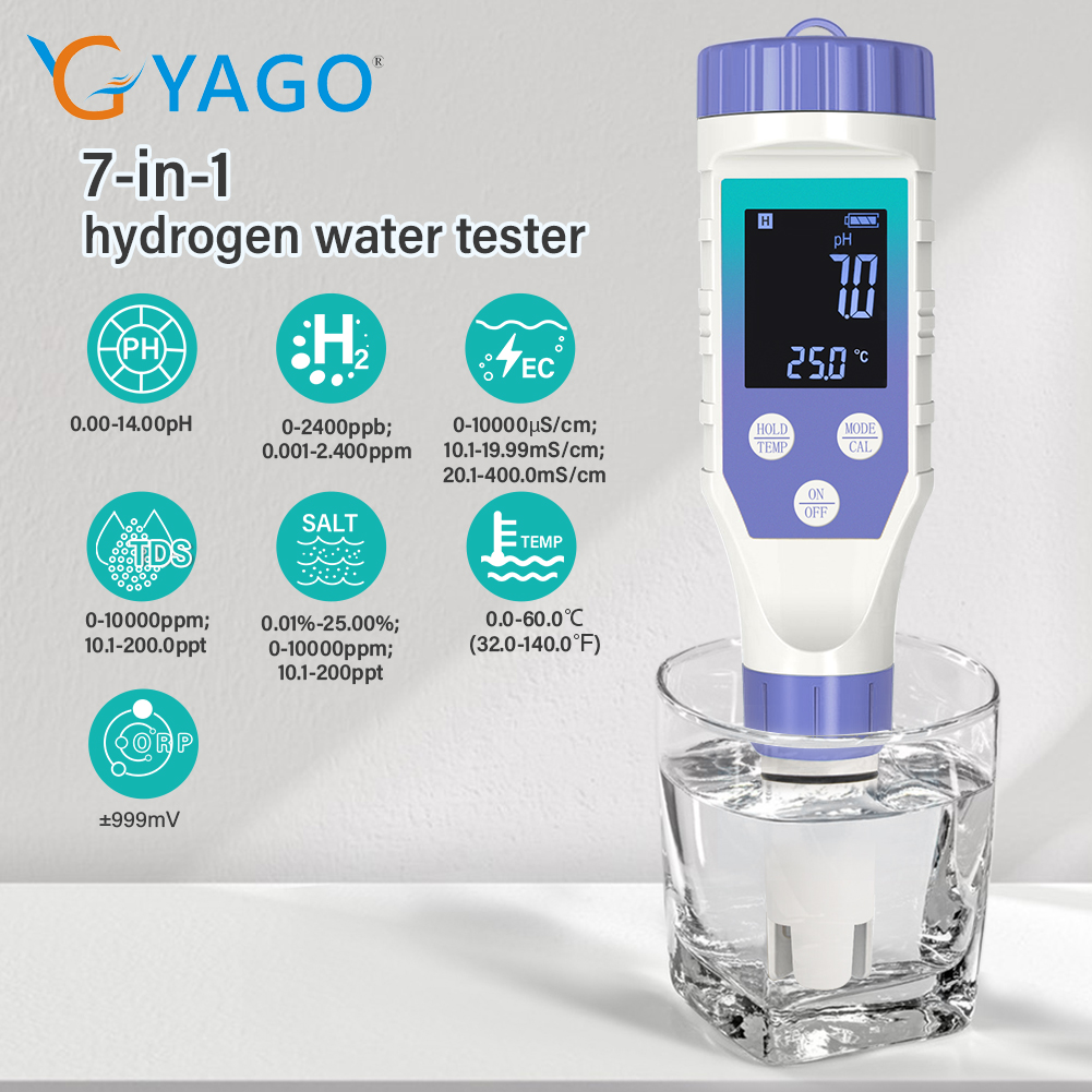 YAGO Hydrogen Water Tester 7-i - огляд і ціна Ph Up Down Solution